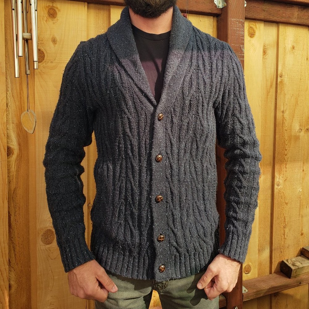 Handmade crochet cotton cableknit cardigan sweater